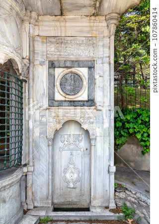 Niche at Haci Mehmet Emin Aga Fountain, or Sebil, near Dolmabahce, Istanbul, Turkey 107860414