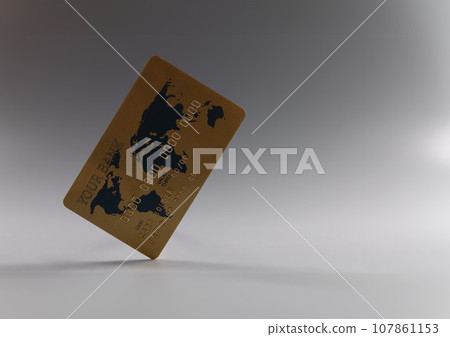 Personal gold plastic credit card, cashless contactless payment via digital carrier 107861153