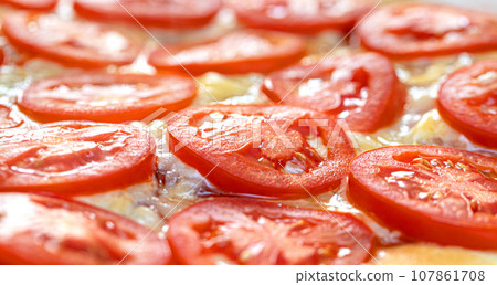 vegetarian pizza  close up 107861708