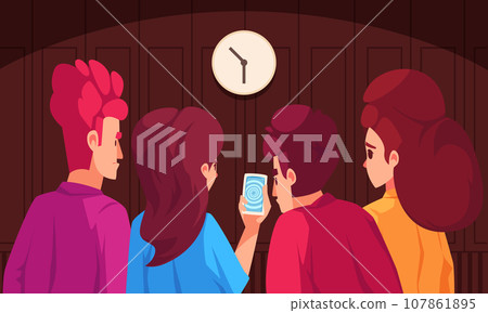 People And Gadgets Cartoon Composition 107861895