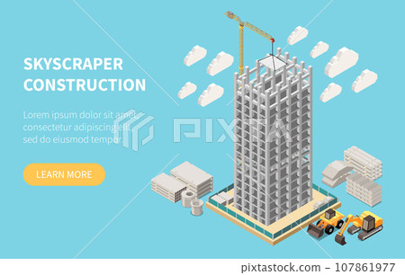 Skyscraper Construction Banner 107861977