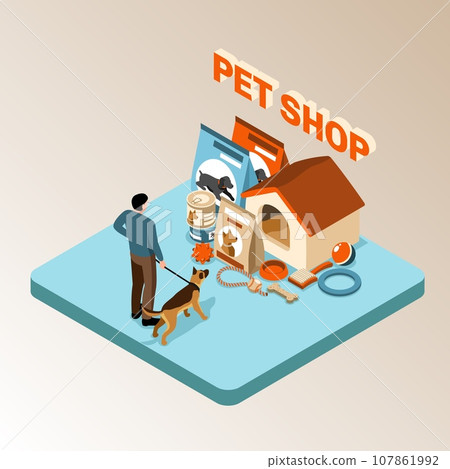 Isometric Pet Shop Scene 107861992
