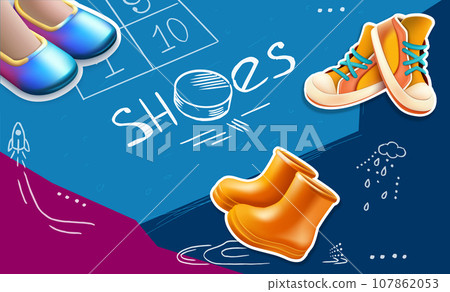 Shoes 3D Collage Composition 107862053