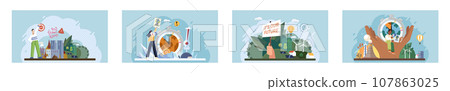 Climate change. Save the planet. Vector illustration To combat climate change, we need to change our environmental practices Earth pollution negatively affects air, water, and soil quality Choose Climate change. Save the planet. Vector illustration To combat climate change, we need to change our environmental practices Earth pollution negatively affects air, water, and soil quality Choose 107863025