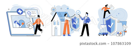 Insurance for car, property, travel, accident, life, medical. Assurance protection csave families from unexpected financial burdens Insurance concept encompasses wide array of personal protections Insurance for car, property, travel, accident, life, medical. Assurance protection csave families from unexpected financial burdens Insurance concept encompasses wide array of personal protections 107863109