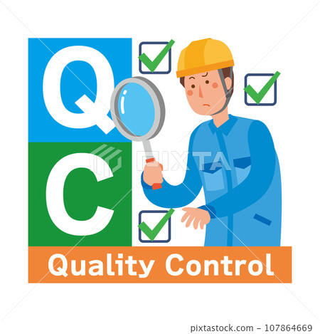 Manufacturing man doing quality control 107864669