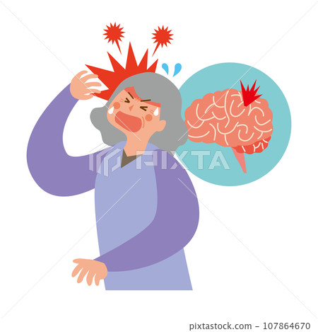 老年婦女因腦部疾病而頭痛 107864670
