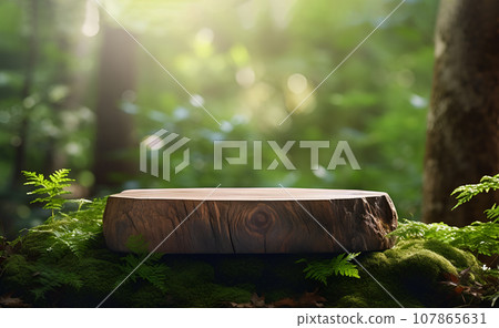 Background with empty, blank tabletop, podium for product, content placement 107865631