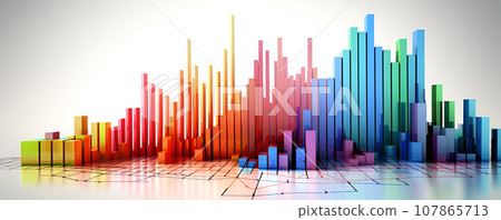 Banner with different colorful bar charts. Financial development, banking 107865713