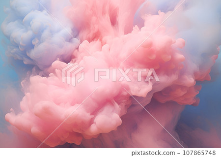 Pink smoke on blue ink background, colorful fog, abstract image, acrylic pigment Pink smoke on blue ink background, colorful fog, abstract image, acrylic pigment 107865748
