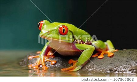 Red-eyed tree frog background material 107865808