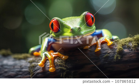 Red-eyed tree frog background material 107865812