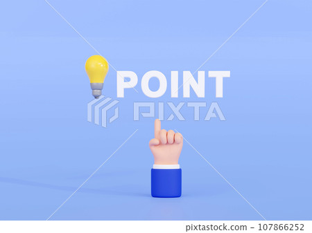 3DCG | Businessman's hand and miniature light bulb explaining points 107866252