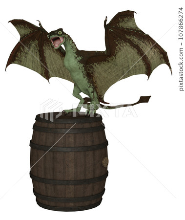 Young Green Dragon Landing on a Barrel Young Green Dragon Landing on a Barrel 107866274