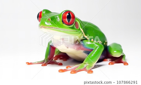 Red-eyed tree frog white background background material 107866291