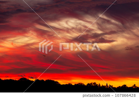 Red sunset sky dramatic in north Red sunset sky dramatic in north 107866428