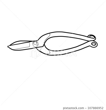 Illustration of iron scissors used in a flower shop 107866952