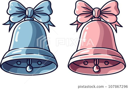 Christmas Bells with Pink and Blue Bows Christmas Bells with Pink and Blue Bows 107867296