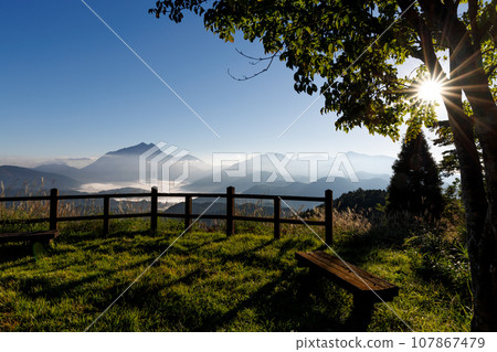 View of Yufudake and Yufuin Basin in the morning from Jakoshi Observatory (Yufuin Town, Yufu City, Oita Prefecture) View of Yufudake and Yufuin Basin in the morning from Jakoshi Observatory (Yufuin Town, Yufu City, Oita Prefecture) 107867479