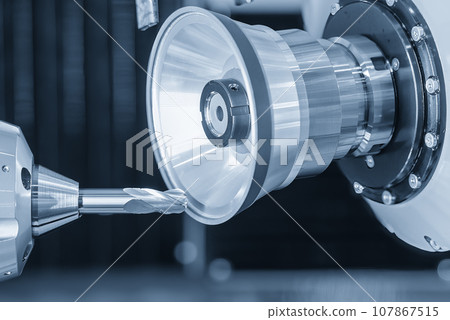 Close up scene the ball nose end mill tool regrinding process on regrinding machine. Close up scene the ball nose end mill tool regrinding process on regrinding machine. 107867515