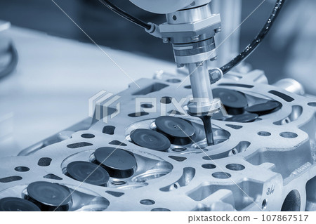 The high technology engine parts assembly process by automatic robot system. 107867517