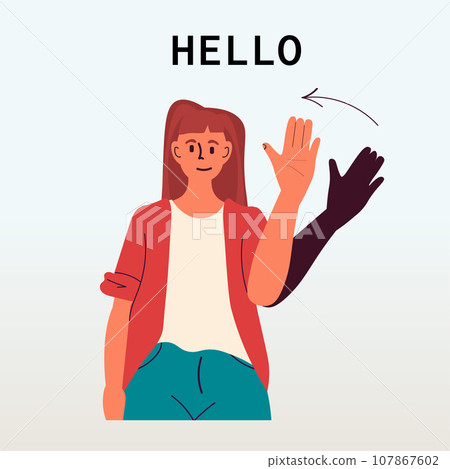 woman with hearing aid disabled girl using sign language showing hello gesture hearing disability concept 107867602