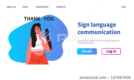 woman with hearing aid disabled girl using sign language showing thank you gesture hearing disability concept horizontal woman with hearing aid disabled girl using sign language showing thank you gesture hearing disability concept horizontal 107867606