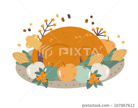 traditional turkey autumn harvest festival happy thanksgiving holiday celebration concept traditional turkey autumn harvest festival happy thanksgiving holiday celebration concept 107867622