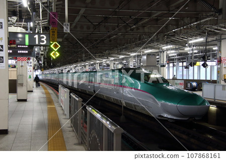 Tohoku Shinkansen Yamabiko (E5 series train) arriving at Sendai Station Tohoku Shinkansen Yamabiko (E5 series train) arriving at Sendai Station 107868161