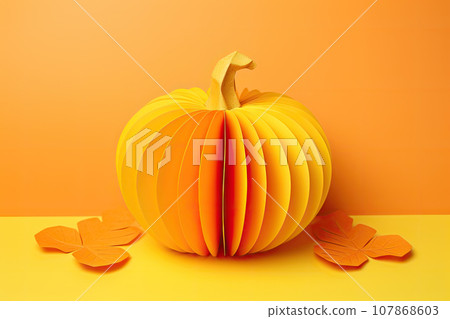 paper craft for kids. DIY pumpkin made with paper craft for kids for thanksgiving day 107868603