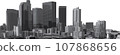 Cityscape Los Angeles, CA Isolated grayscale digital sketch vector from photo. Background or foreground art. Banking finance concept. Vector illustration  107868656