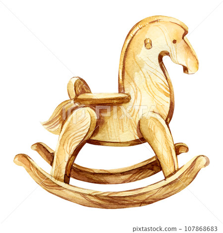 watercolor hand drawn vintage wooden rocking - Stock