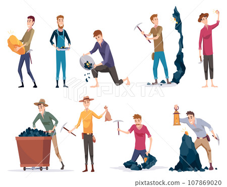 Person worker digging and mining for gold Vector Image