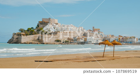 old town of Peniscola, Spain, panoramic format old town of Peniscola, Spain, panoramic format 107869519