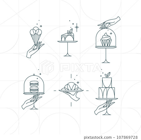 Desserts on cake stand art deco Desserts on cake stand art deco 107869728