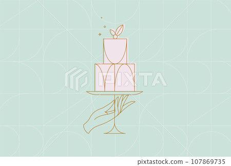 Cake stand art deco turquoise 107869735