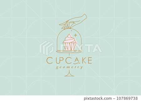 Cake stand with cupcake art deco turquoise 107869738