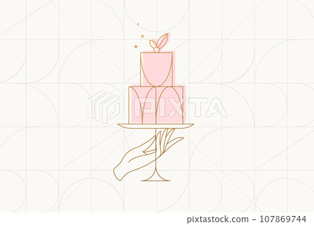 Cake stand art deco beige Cake stand art deco beige 107869744