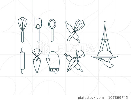 Bakery tools art deco icons Bakery tools art deco icons 107869745