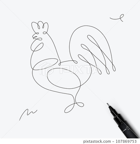 Rooster pen line style 107869753