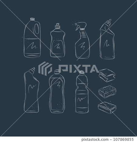 Set of cleaning products blue Set of cleaning products blue 107869855