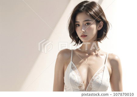 A woman wearing a white dress (AI generated image) 107870010