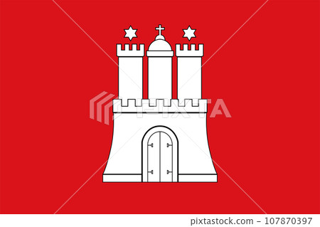 Flag of Free and Hanseatic City of Hamburg (Federal Republic of Germany, Bundesrepublik Deutschland) Municipality and state Flag of Free and Hanseatic City of Hamburg (Federal Republic of Germany, Bundesrepublik Deutschland) Municipality and state 107870397