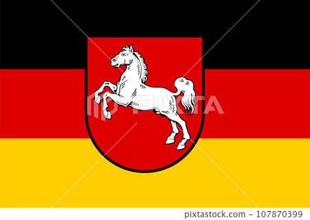 Flag of Lower Saxony (Federal Republic of Germany, Bundesrepublik Deutschland) Niedersachsen Flag of Lower Saxony (Federal Republic of Germany, Bundesrepublik Deutschland) Niedersachsen 107870399