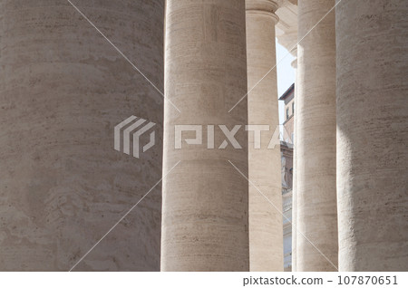 Marble Bernini columns in St. Peter's square, Vatican City. 107870651