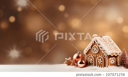 Christmas background with gingerbread houses banner 107871256