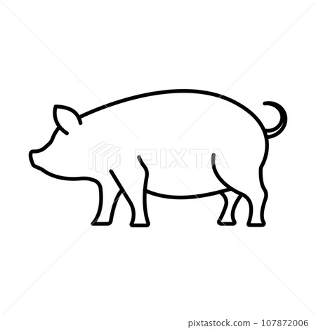 Pig linear icon. Simplified image of a pig. Vector illustration for labeling meat farm products Pig linear icon. Simplified image of a pig. Vector illustration for labeling meat farm products 107872006