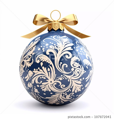 Blue Christmas Ball Realistic 3D Style Blue Christmas Ball Realistic 3D Style 107872041