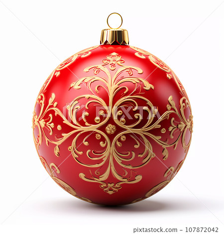 Red Christmas Ball Realistic 3D Style Red Christmas Ball Realistic 3D Style 107872042