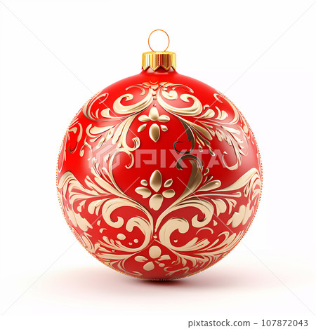 Red Christmas Ball Realistic 3D Style Red Christmas Ball Realistic 3D Style 107872043